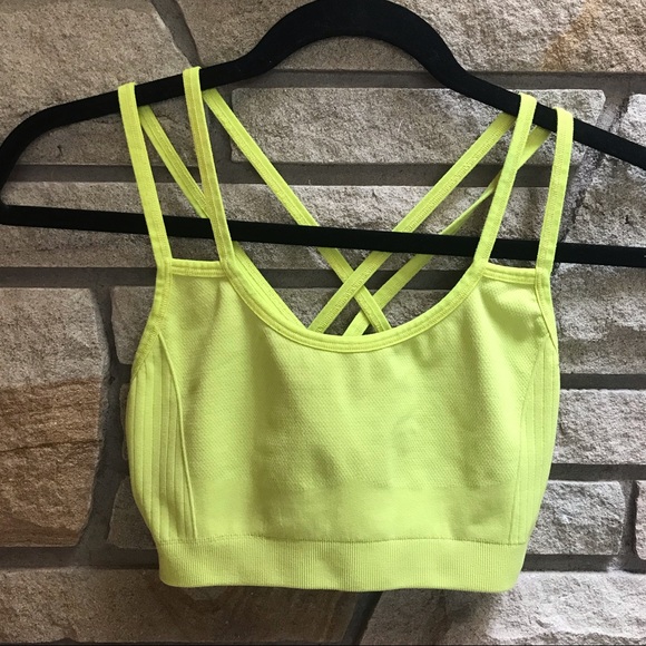 NUX Other - NUX Levitate Seamless Yoga Sports Bra Yellow Green Neon Citron Strappy
